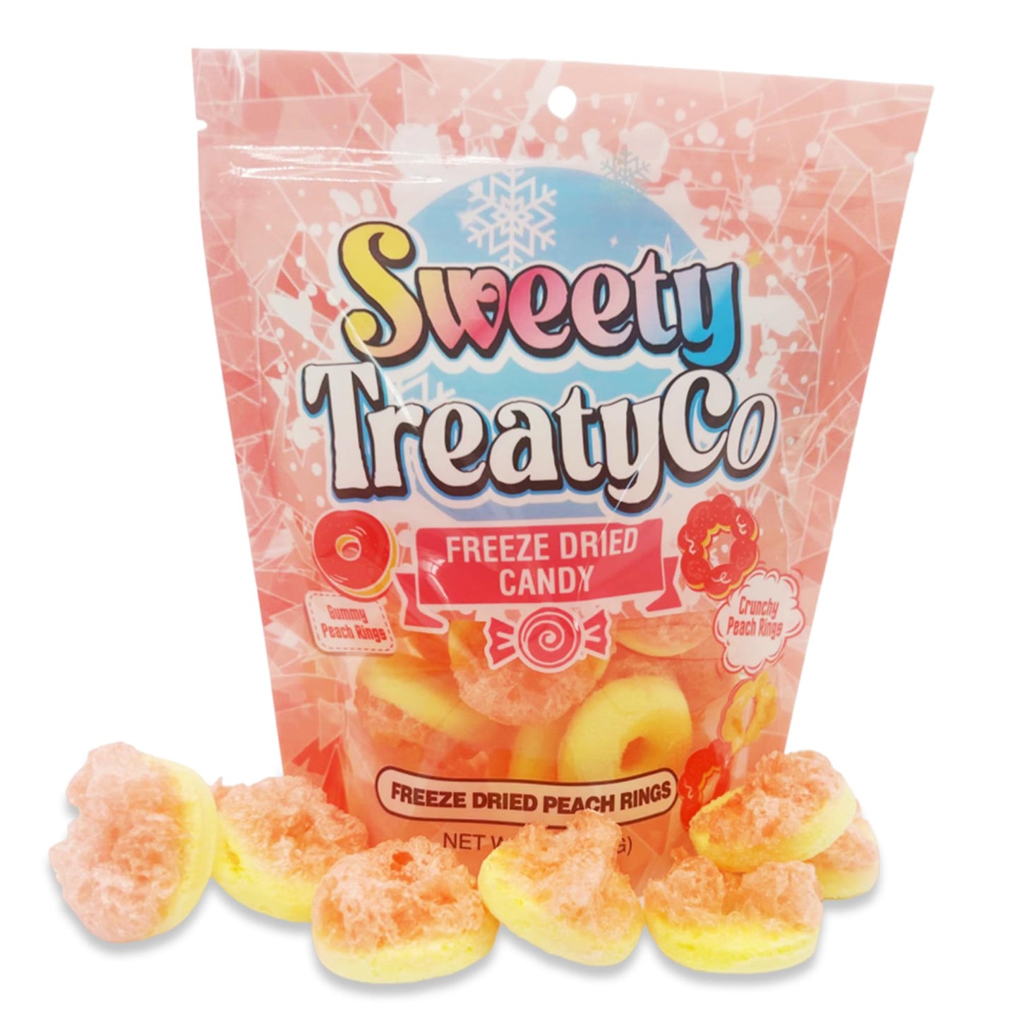 Freeze Dried Candy Peach Rings by SWEETY TREATYCo. - Deliciously Tangy, Nutrient-Rich & Gluten-Free Snacks - Easy to Carry 2 Oz 