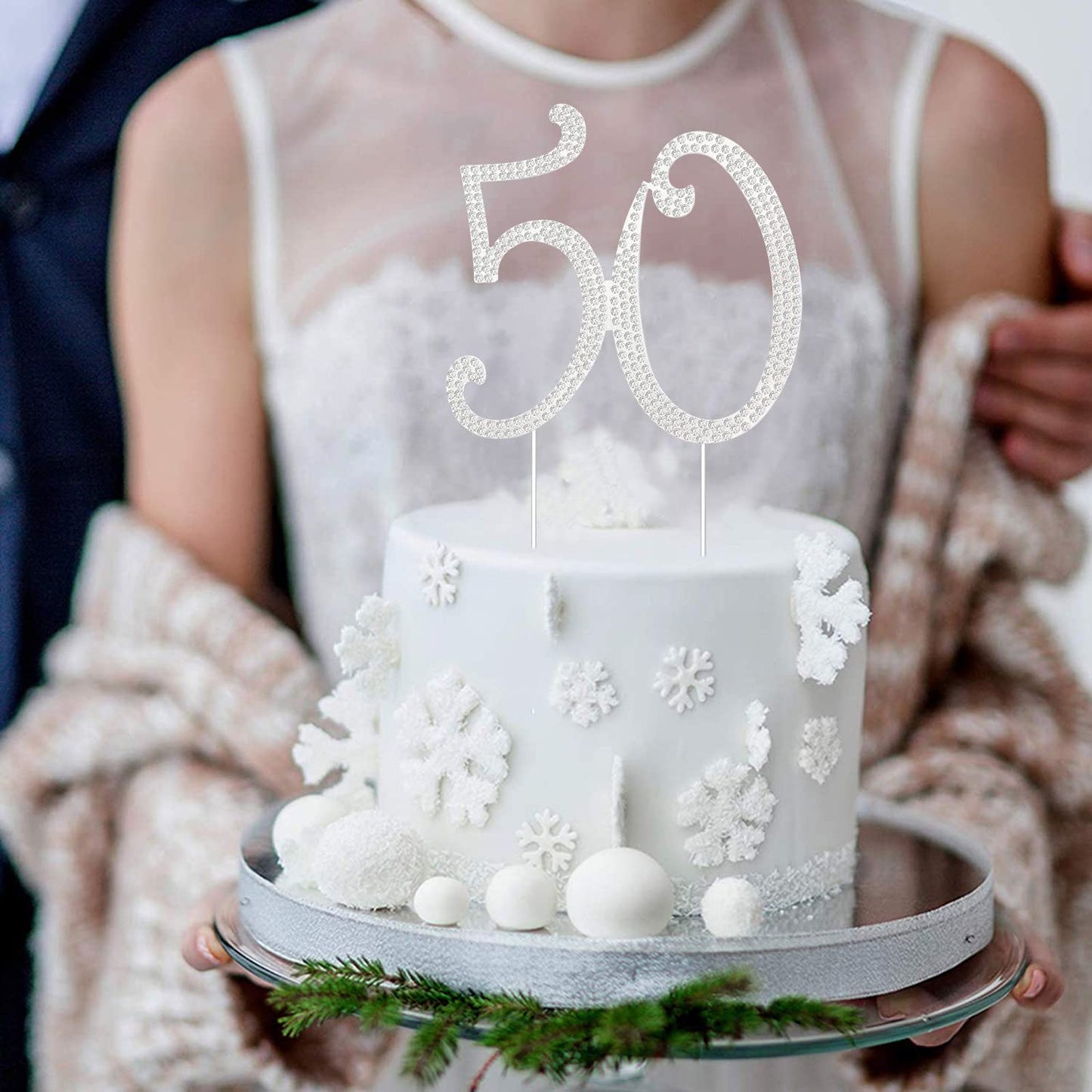 50 Cake Topper 50Th Anniversary Birthday Wedding Diamond Cake Topper For Women 50 Sparkle Bling Rhinestone Cake Decoration Party