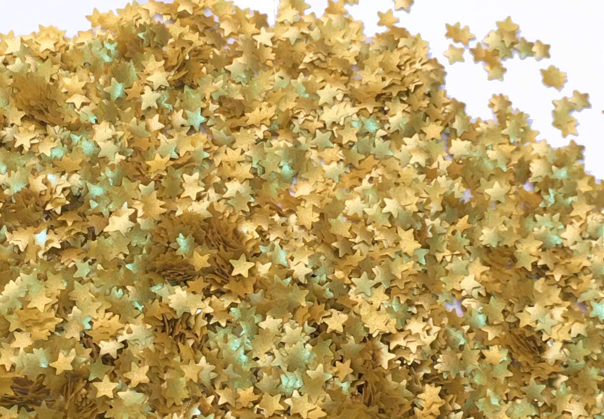 CakeSupplyShop Metallic Gold Stars Edible Shimmer Glitter for Cakes and Cupcakes .15 oz Jar