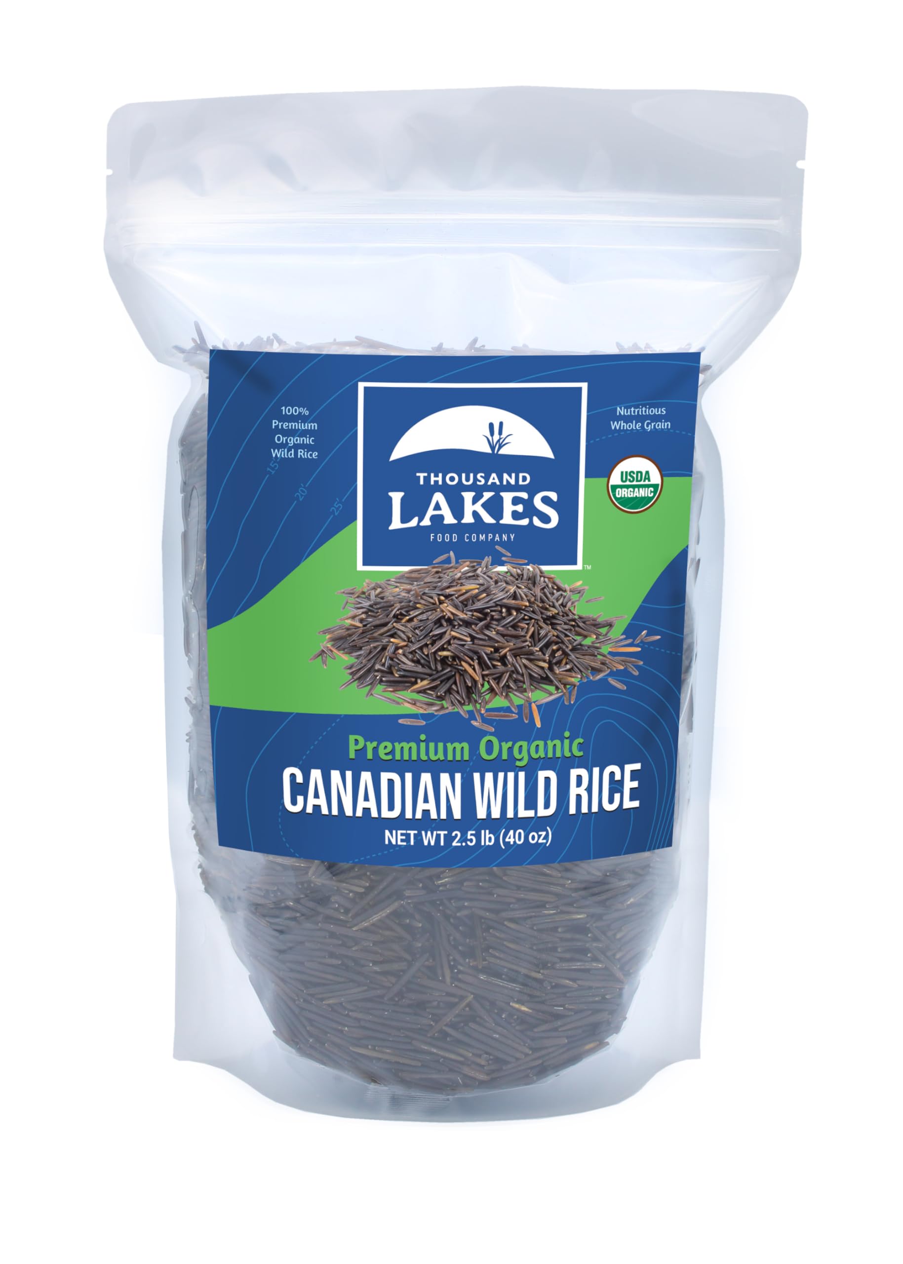 Thousand Lakes Organic Canadian Wild Rice - Top-Grade - Bulk - 2.5 Pounds | 100% Wild Rice | Wild Harvested