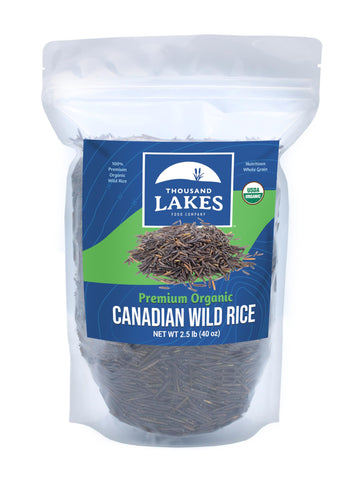 Thousand Lakes Organic Canadian Wild Rice - Top-Grade - Bulk - 2.5 Pounds | 100% Wild Rice | Wild Harvested