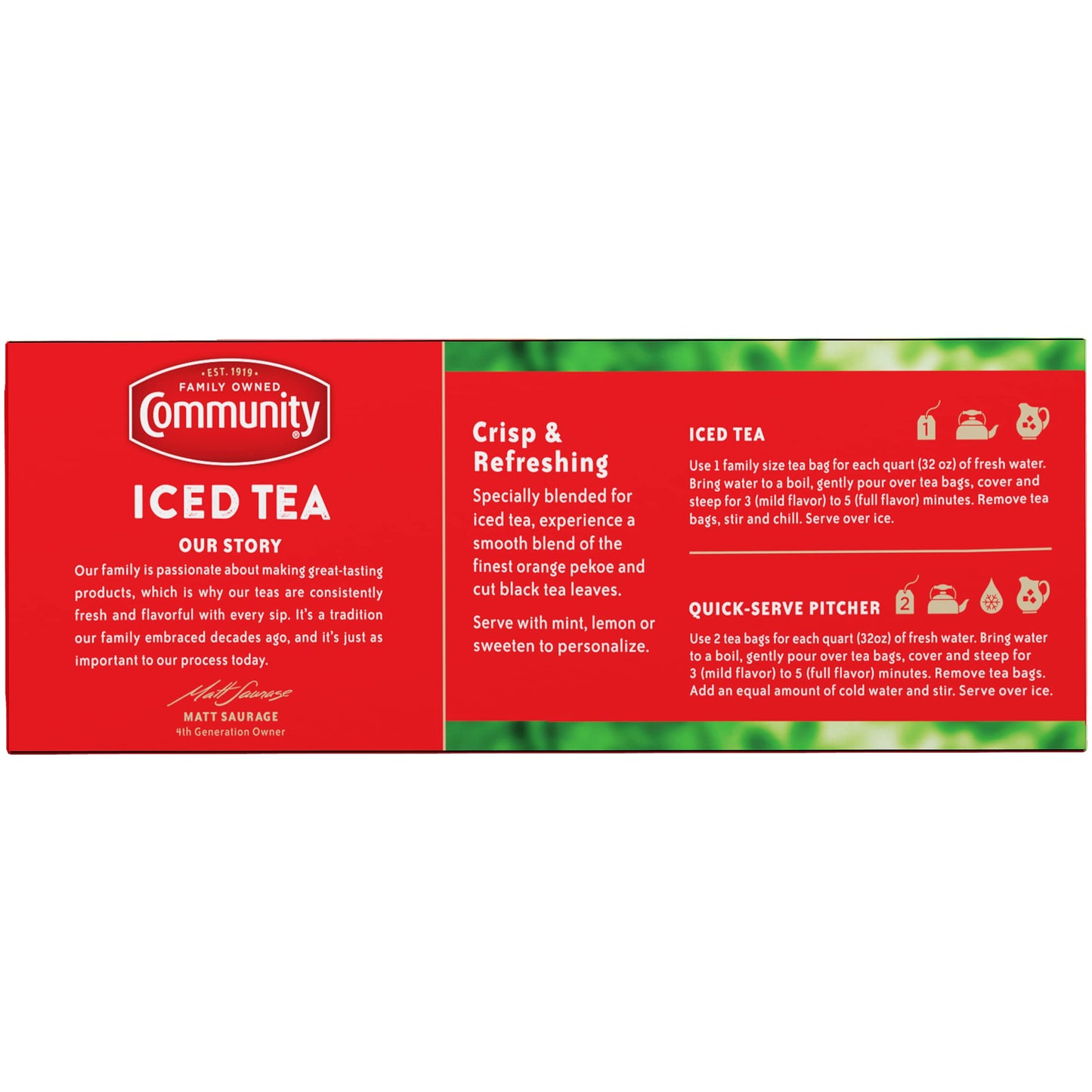 Community Coffee Signature Iced Tea, 144 Family Size Tea Bags, 24 Count (Pack of 6)
