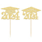 Gyufise 24Pcs Gold Glitter 2024 Graduation Cupcake Toppers Class Of 2024 Grad Cap Cake Picks Decorations For So Proud Of You 202