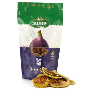 SUNNY CRISPS Dried Figs No Sugar Added 5.29 Oz - Smyrna Dry Figs, Sun Dried, Unsweetened, Unsulfured - Chewable, Sliced Figs Dri
