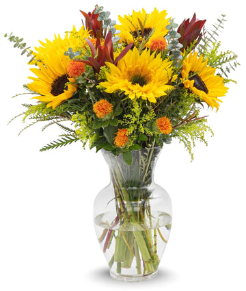 Stargazer Barn - Wildflower Bouquet (Includes Glass Vase) - Fresh Flowers For Delivery - Gift For Anniversary, Birthday, Congratulations, Get Well, Graduation, Sympathy