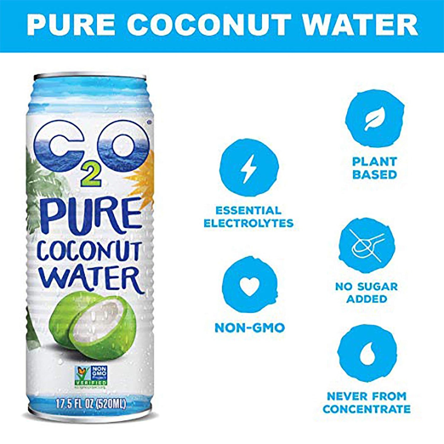 C20, Coconut Wtr Pure, 17.5 Oz, (Pack Of 12)