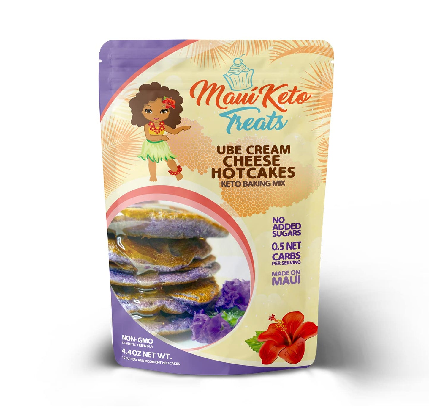 Maui Keto Treats Butter Cream Hot Cake Mix - Gluten Free, Low Carb Prepared with Almond Flour - 7.5 Oz (UBE Cream Cheese Hot Cak