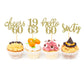 24 Pcs Glitter 60Th Birthday Cupcake Toppers For Celebrating Sixty Years Old Birthday Party Decorations (Gold)