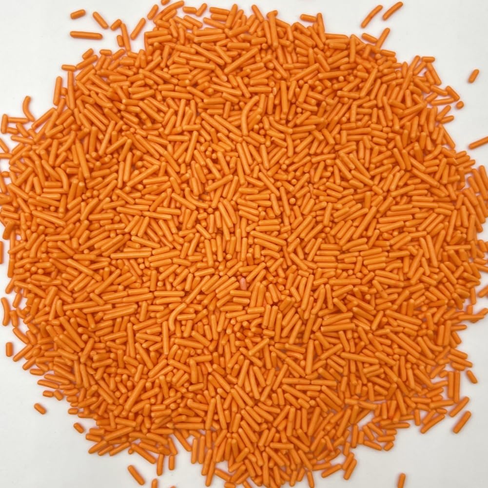 Sentovac Edible Orange Jimmies Sprinkles For Cake Decorating | Cupcake And Ice Cream Toppers Cake Decorations | Soft Jimmies Spr