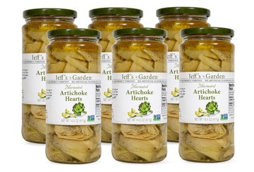 Jeff's Garden Marinated Artichoke Hearts | Non-GMO, Keto, Vegetarian, Kosher | 14.5 Ounce Jar (Pack of 6)