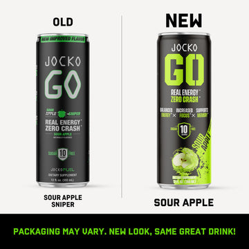 Origin Jocko GO Energy Drinks Sugar Free - KETO, Vitamin B12 & B6 - 12 Fl Oz (Pack of 12) - Sour Apple