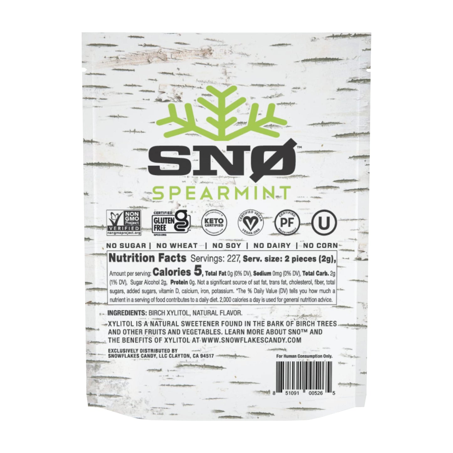 Spearmint Keto Xylitol Candy Chips - Sn 1Lb Bag - Sugar-Free Candy With Only 2 Ingredients | Low Carbs, Diabetic-Friendly, Non-G