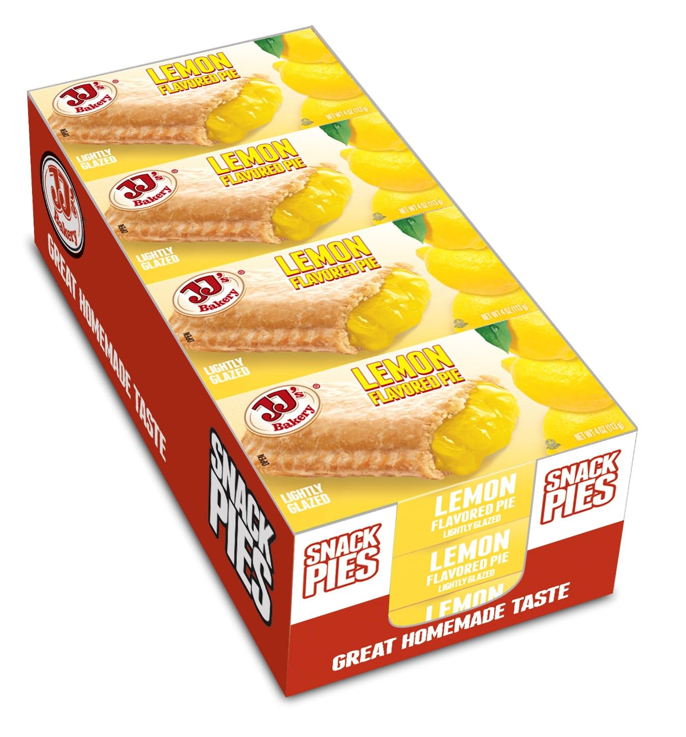 Jj'S Bakery Lemon Pie Snack Pies, Individual Dessert, Fresh-Baked, Nut-Free, Kosher Parve, 4 Oz Each (Pack Of 12)