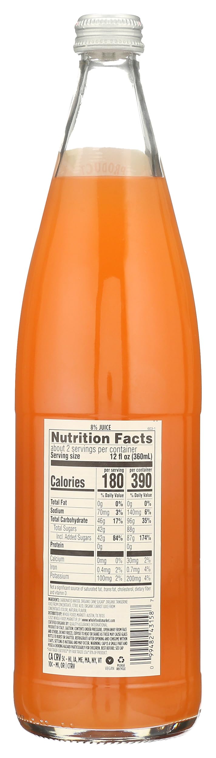 Whole Foods Market, Organic Tangerine Italian Soda, 25.4 Fl Oz