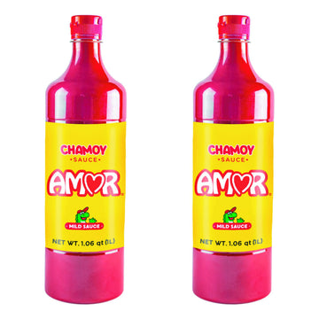 Amor Chamoy Sauce | Bittersweet flavor | 2 500 Scoville level Enjoy it with fruits  veggies  snacks  and drinks | Kosher | 33 fl oz bottle (Pack of 2)