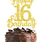 16 Birthday Cake Toppers-Gold Glitter, 16Th Cake Topper For Boy,16 Cake Topper For Girl, 16Th Birthday Decorations,16Th Birthday