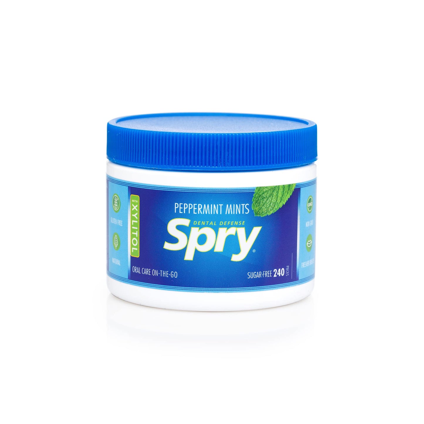 Spry Xylitol Peppermint Sugar Free Candy - Promote Oral Health, Increase Saliva Production, Stop Bad Breath, Non-GMO, Gluten-Fre