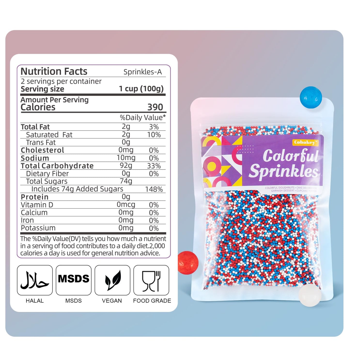 Patriotic Sprinkles For Cake Decorating 7 Ounce Edible Red White And Blue Nonpareils Sprinkles For Cookies, Ice Cream, Cupcake T