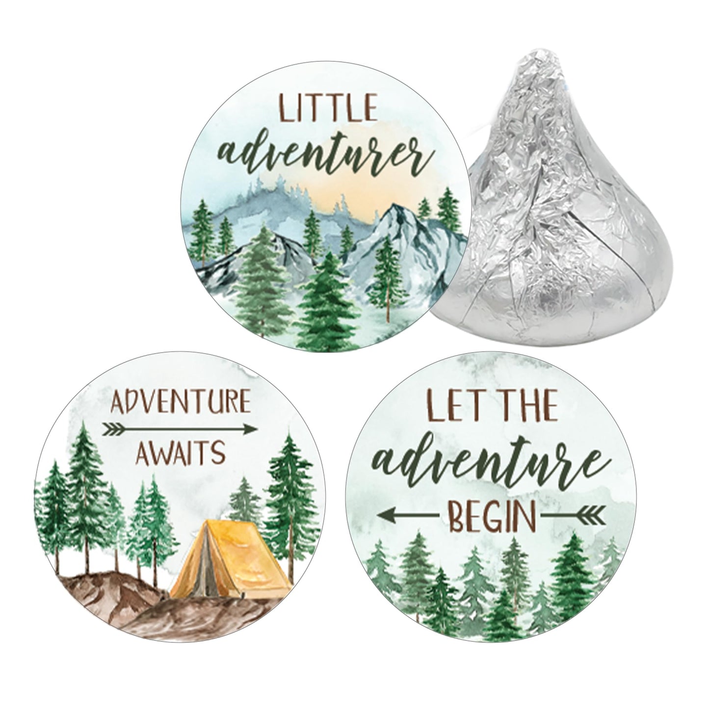 Little Adventurer Baby Shower Chocolate Kisses Candy Stickers  Adventure Awaits Stickers - 180 Count