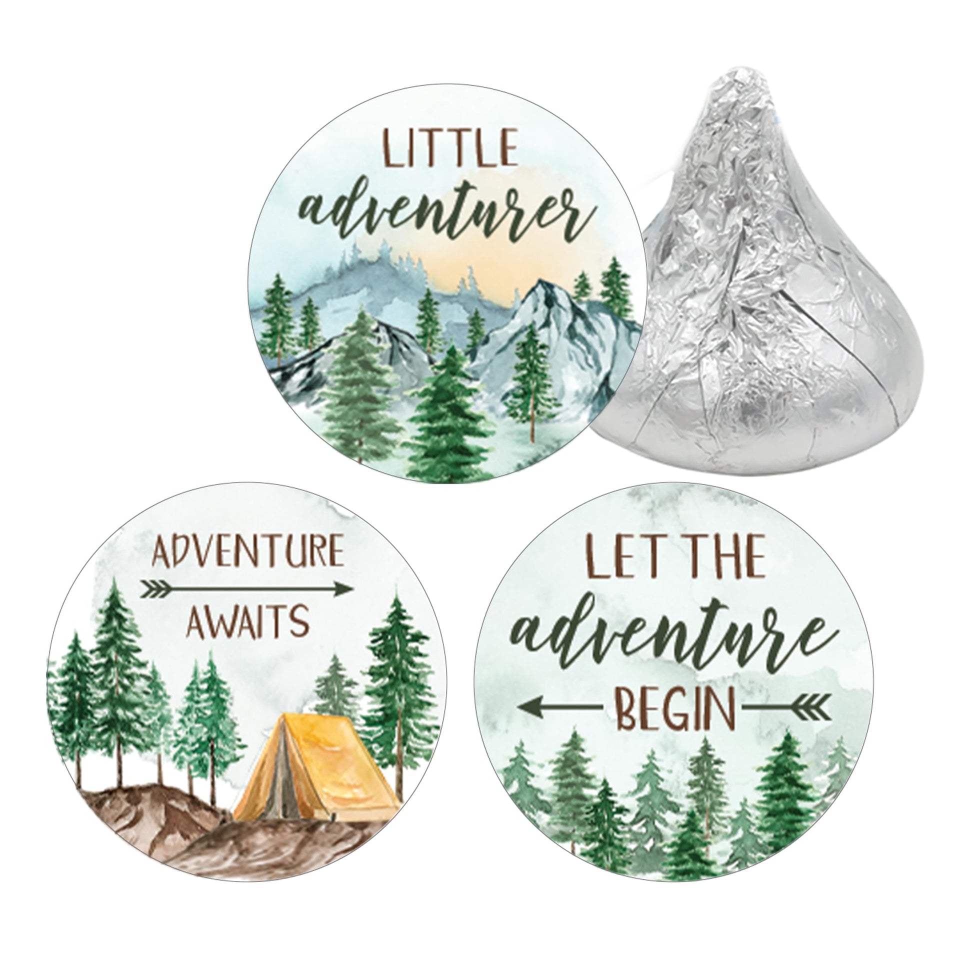 Little Adventurer Baby Shower Chocolate Kisses Candy Stickers  Adventure Awaits Stickers - 180 Count