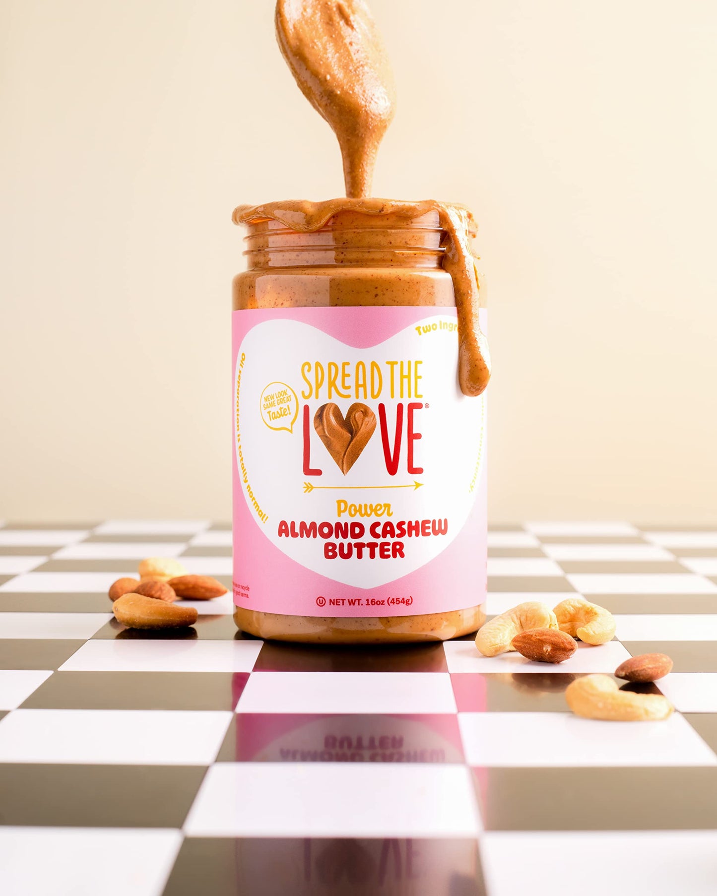 Spread The Love Almond Cashew Power Butter, 16 Ounce (All Natural, Vegan, Gluten-Free, No Salt, No Sugar, No Palm-Oil, No-Gmos)
