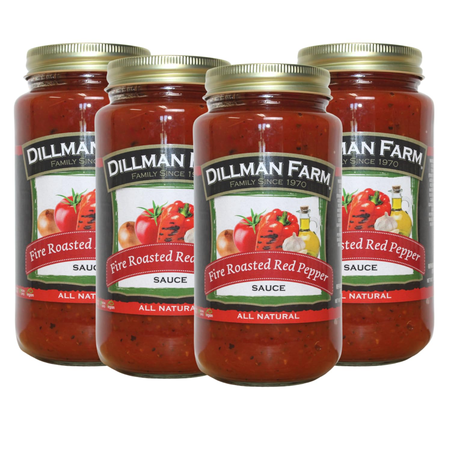 Dillman Farm All Natural Fire Roasted Red Pepper Pasta Sauce - Gluten-Free, Non-GMO, Kosher, Vegan, Preservative-Free, Corn Syru