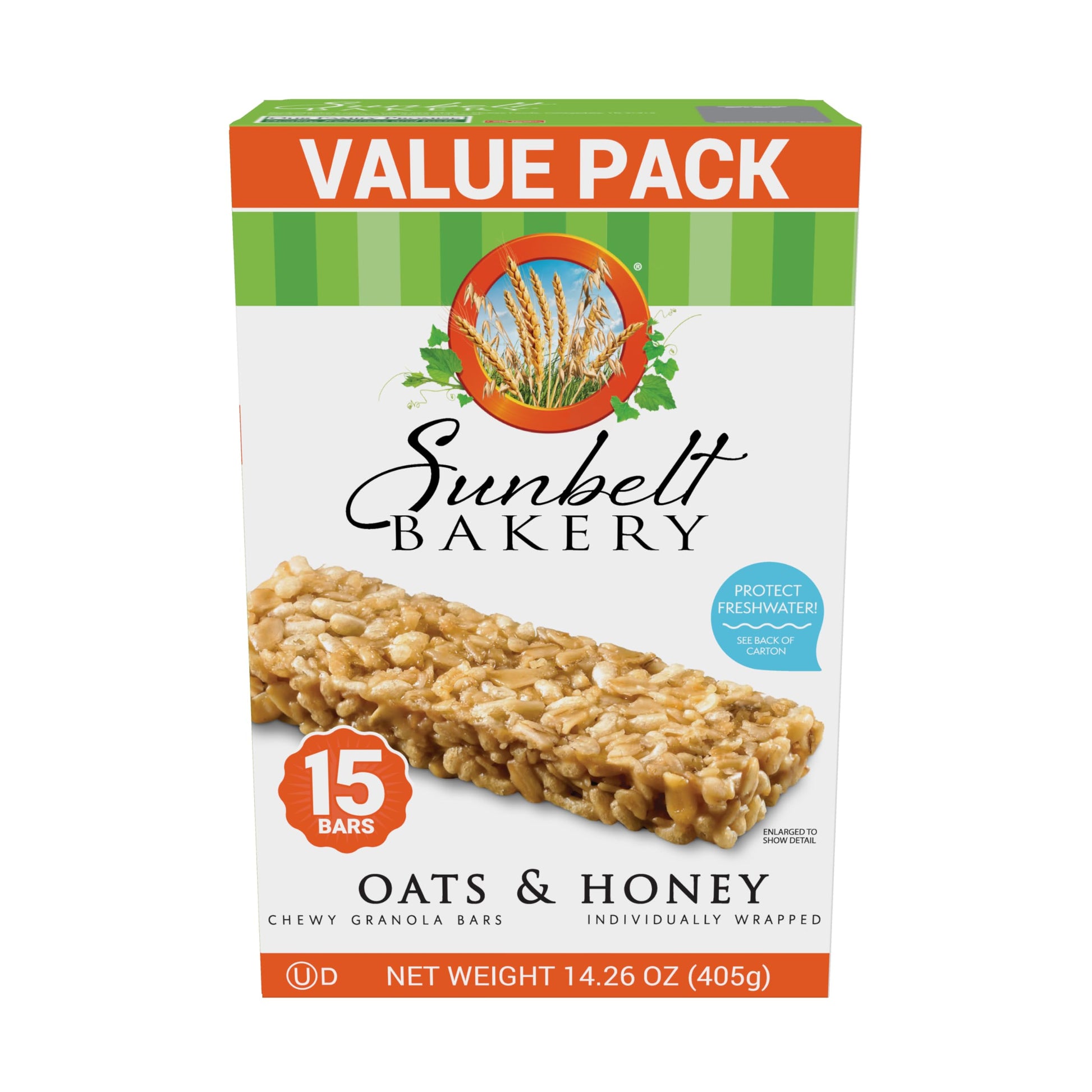 Sunbelt Bakery Oats & Honey Chewy Granola Bars  14.26 Oz. 15 Count (Box of 1)