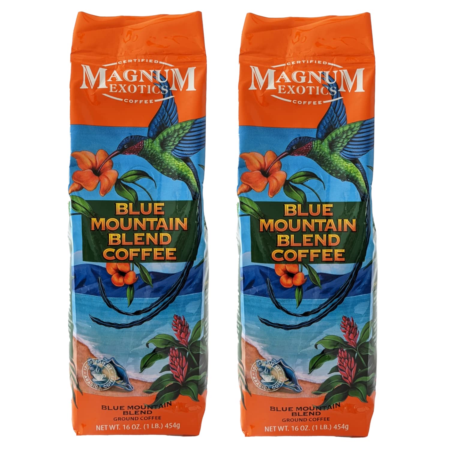 Magnum Exotics Coffee, Blue Mountain Coffee Blend - Light-Medium Roast, Ground Coffee, Made From 100% Arabica Bean Coffee, Rich