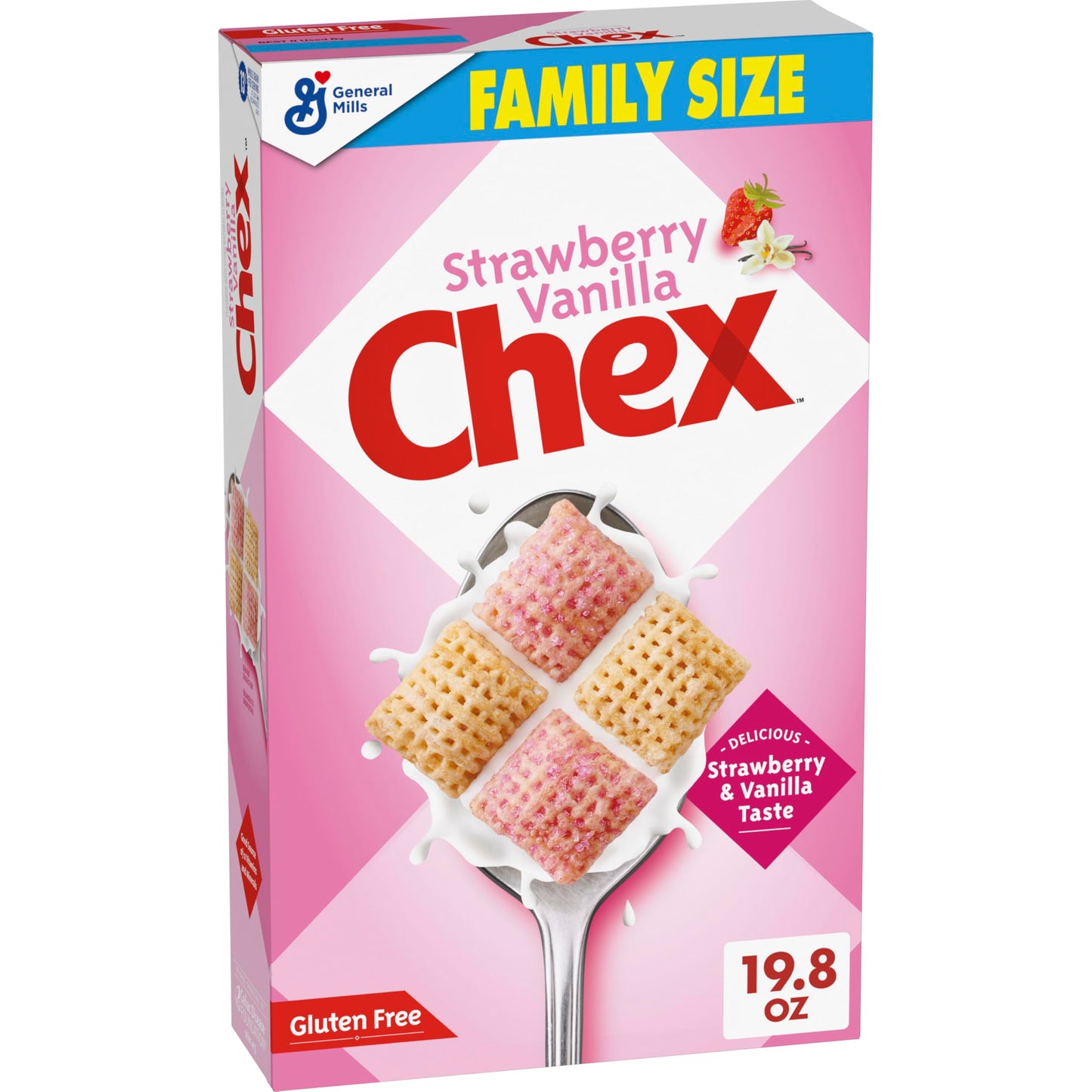 Strawberry Vanilla Chex Cereal  Gluten Free Breakfast Cereal  Made with Whole Grain  Family Size  19.8 oz