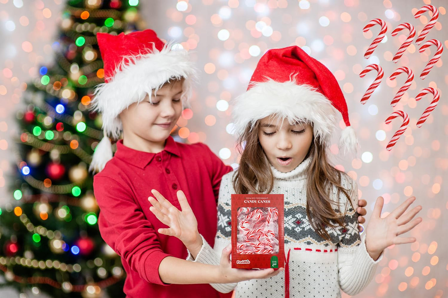 Fruidles Christmas Mini Candy Canes 100 Pack Peppermint Flavor, Individually Wrapped, 2  Inch,