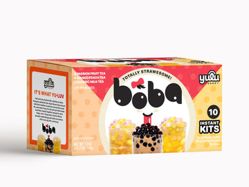 Boba Bundle Kit 10 Serv. Instant Bubble Pearl Variety Milk Tea Kit with Authentic Brown Sugar Tapioca Pearls by Yulu Foods - Rea