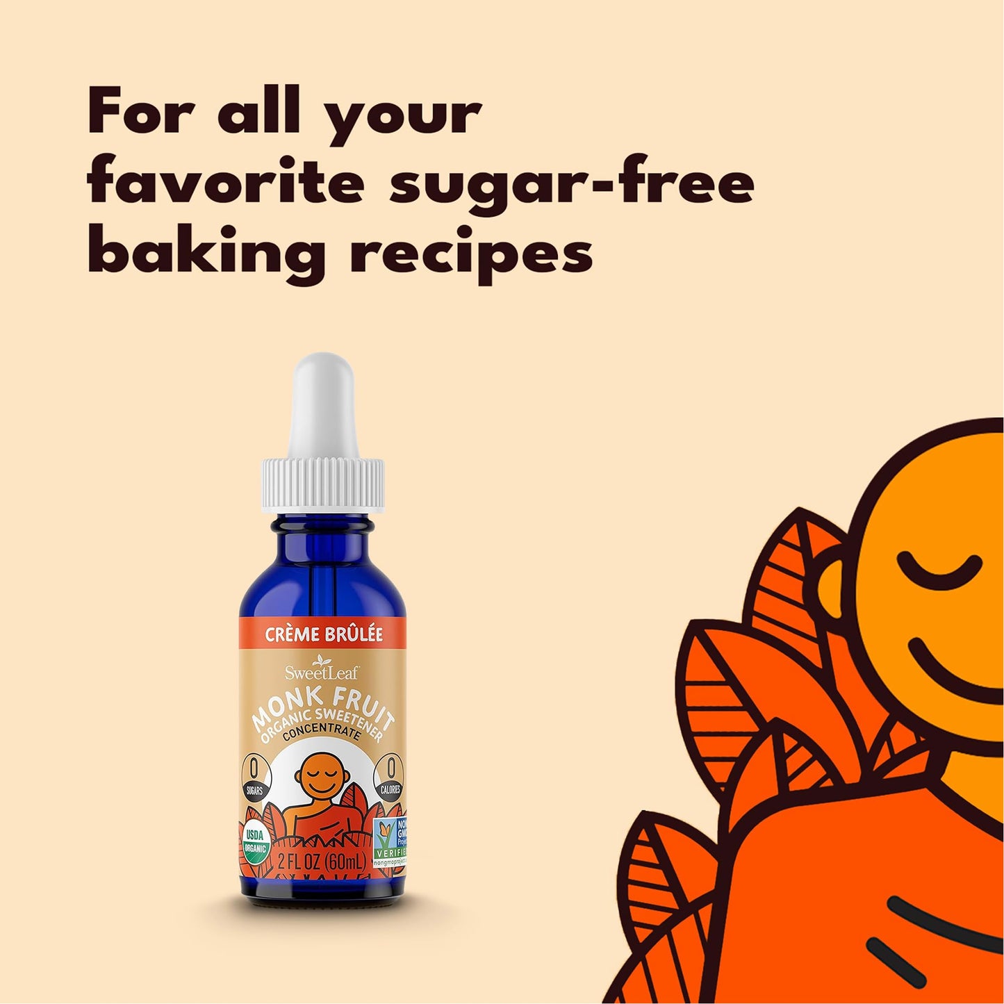 Sweetleaf Creme Brulee Liquid Monk Fruit - Monk Fruit Liquid Sweetener Drops, Organic Monk Fruit Extract, Zero Calorie Sweetener