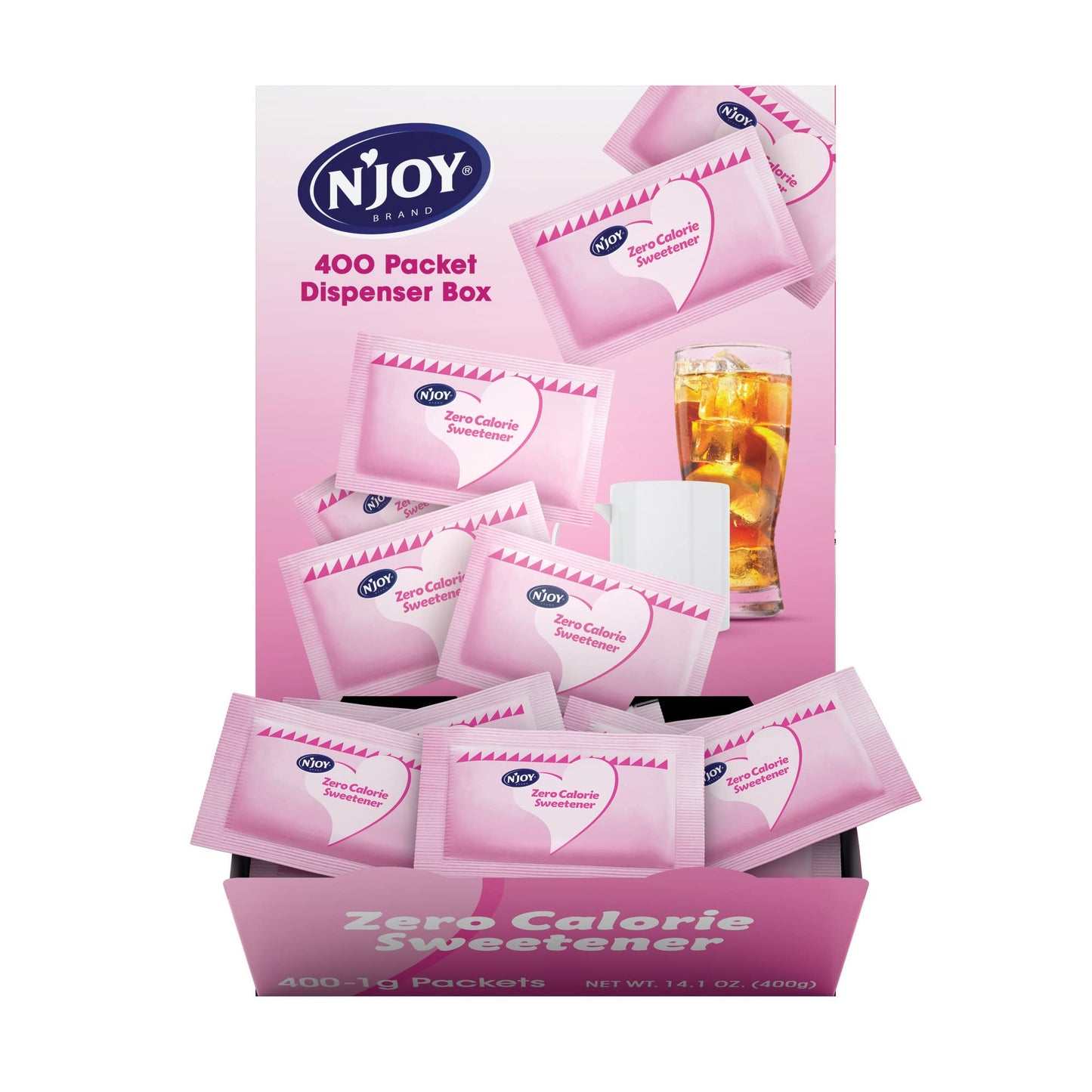 N'Joy Zero Calorie Sweetener | Pink Saccharin Packets | 400 Count | Kosher | Gluten Free And Sodium Free