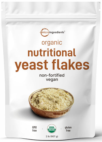 Organic Non-Fortified Nutritional Yeast Flakes, 2 Pounds (32oz) | Rich in Vegan Protein, B Vitamins & Beta-glucans | Keto Friend