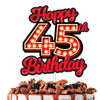 Happy 45th Birthday Cake Topper Fluorescent Flashing Night Out Hen Movie Nightclub Theme Decor Supplies Woman Man Happy Birthday