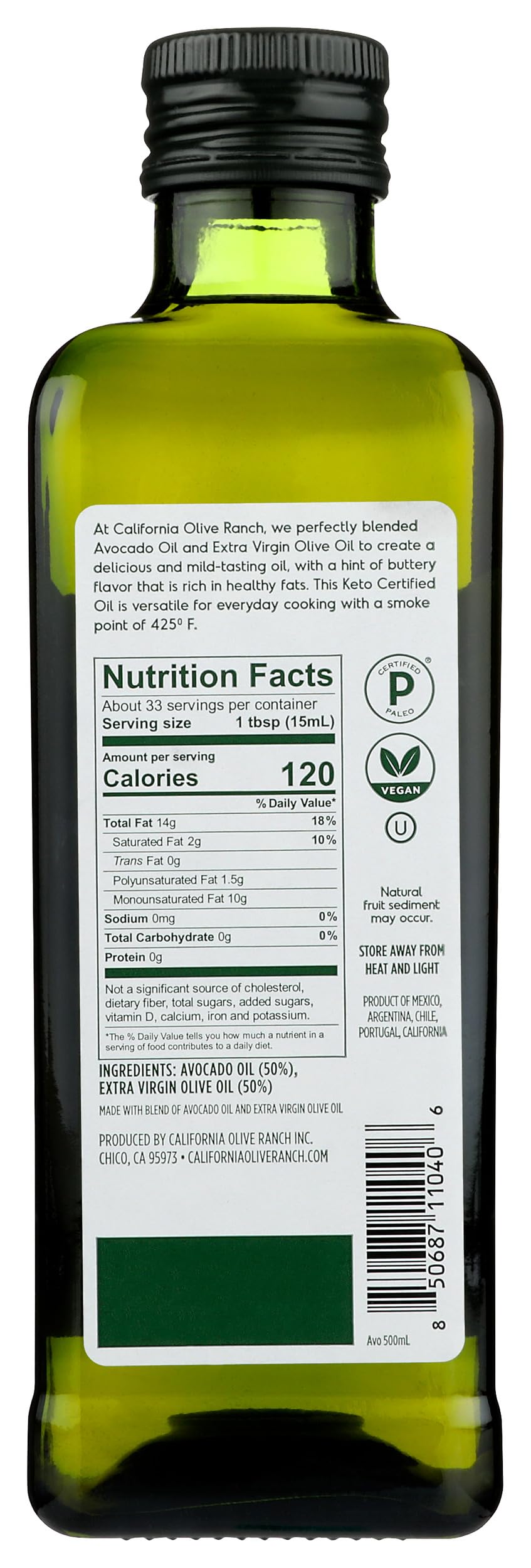 California Olive Ranch, Avocado Oil Blend, 500mL (Pack of 1)