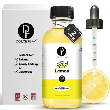 Lemon Flavor Concentrate for Food & Cosmetics - 2 Oz. Multipurpose lemon Flavoring Oil for Lip Gloss, Pastries, & Candies in Gla