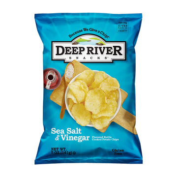 Deep River Snacks Sea Salt & Vinegar Kettle Cooked Potato Chips, 5 Ounce (Pack Of 12)