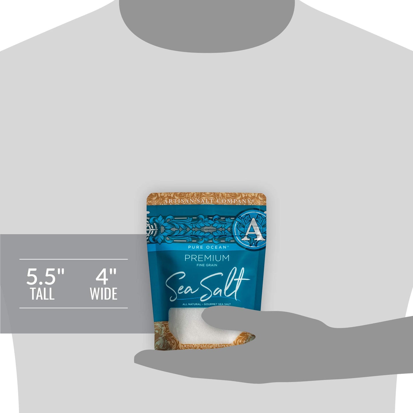 SaltWorks Artisan Salt Company Pure Ocean Sea Salt, 4 Ounce Zip-Top Pouch, White Crystals