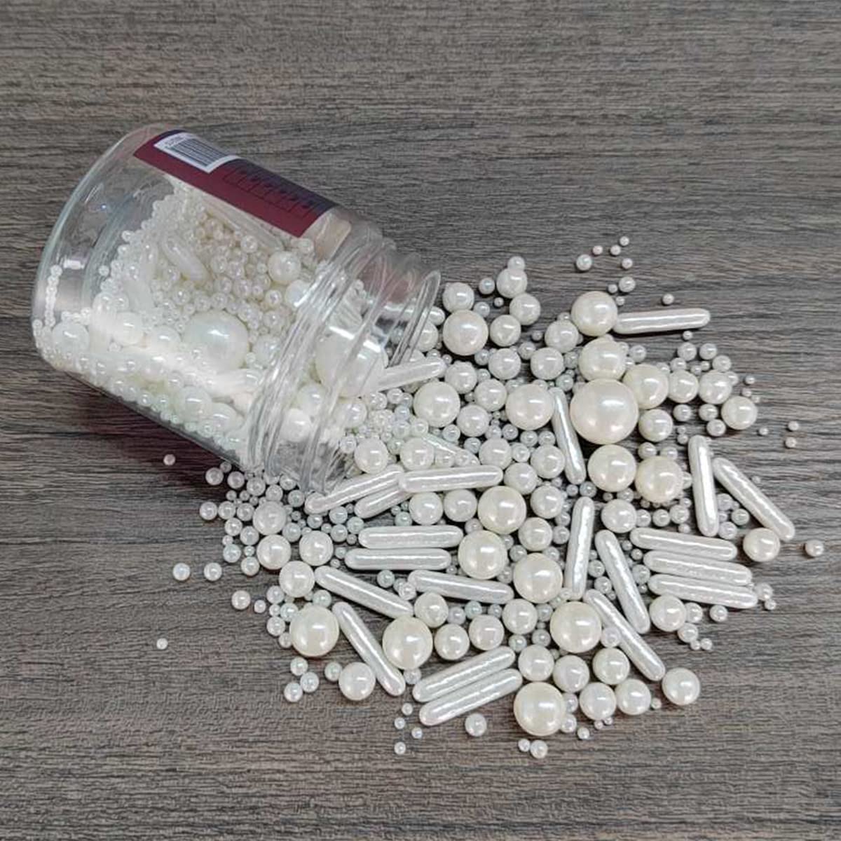 Edible White Pearl Sugar Sprinkles Candy Mix Size Baking Edible Cake Decorations Cupcake Toppers Cookie Decorating Wedding Party