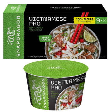 Instant Pho Noodle Bowls Bundle. Includes Nine - 2.7 Oz Vietnamese Pho Bowls In Beef Broth Soup! Our Bowls Are 15% Bigger Than O