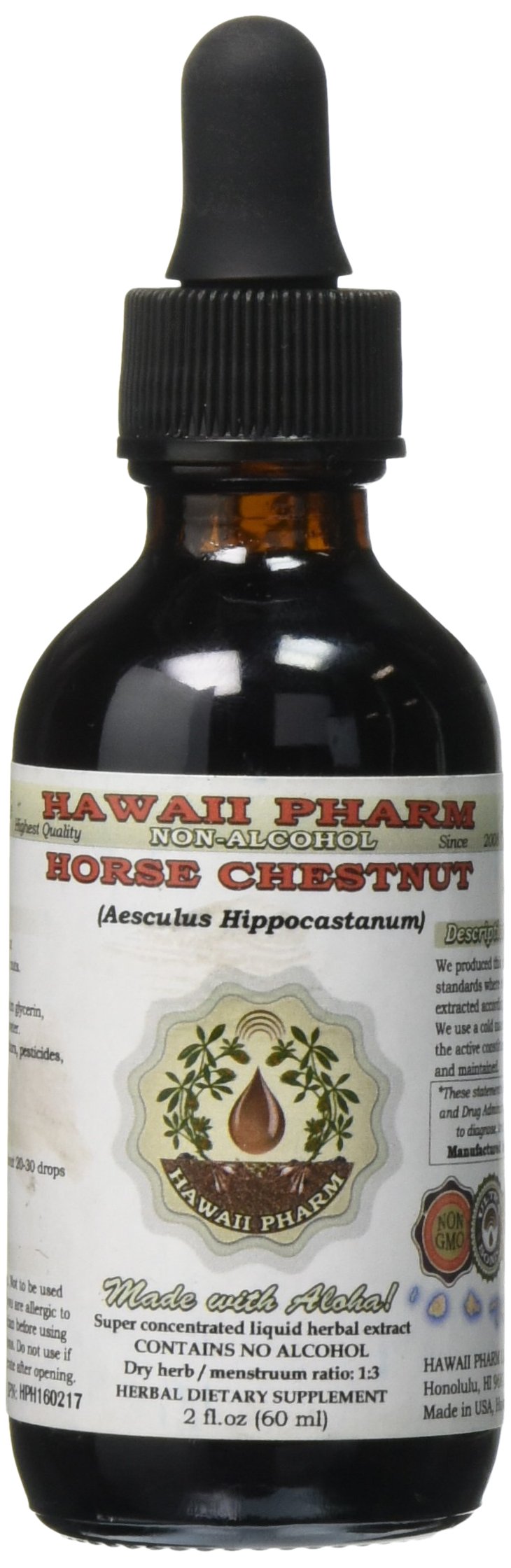 Hawaii Pharm Organic Horse Chestnut Glycerite Liquid Extract 2 Fl Oz