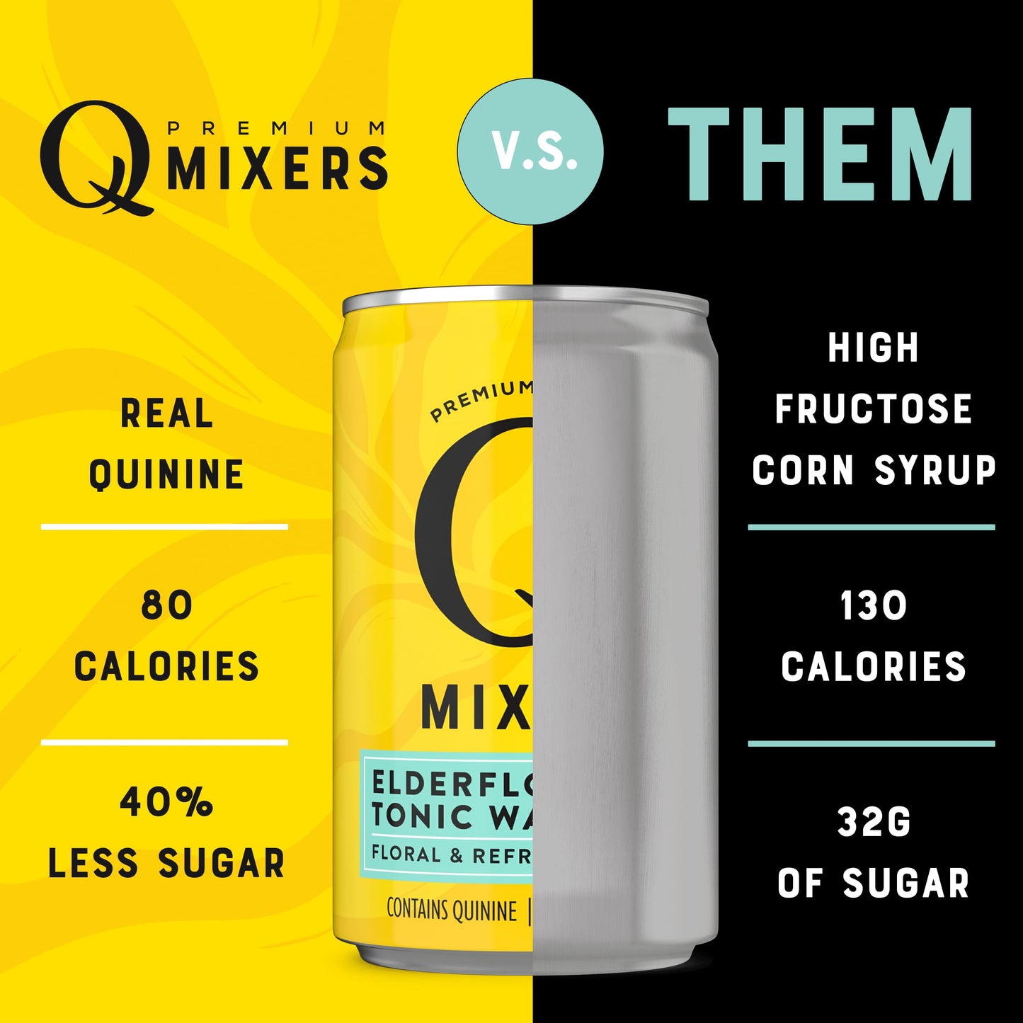 Q MIXERS Elderflower Tonic Water, Premium Mixer, 7.5 Fl Oz, Pack of 24