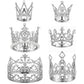 Ruisita 6 Pieces Silver Crown Cake Topper Vintage Pearl Rhinestone Crown Cake Topper Mini Tiara Cupcake Toppers Children Crown H