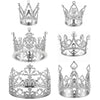 Ruisita 6 Pieces Silver Crown Cake Topper Vintage Pearl Rhinestone Crown Cake Topper Mini Tiara Cupcake Toppers Children Crown H