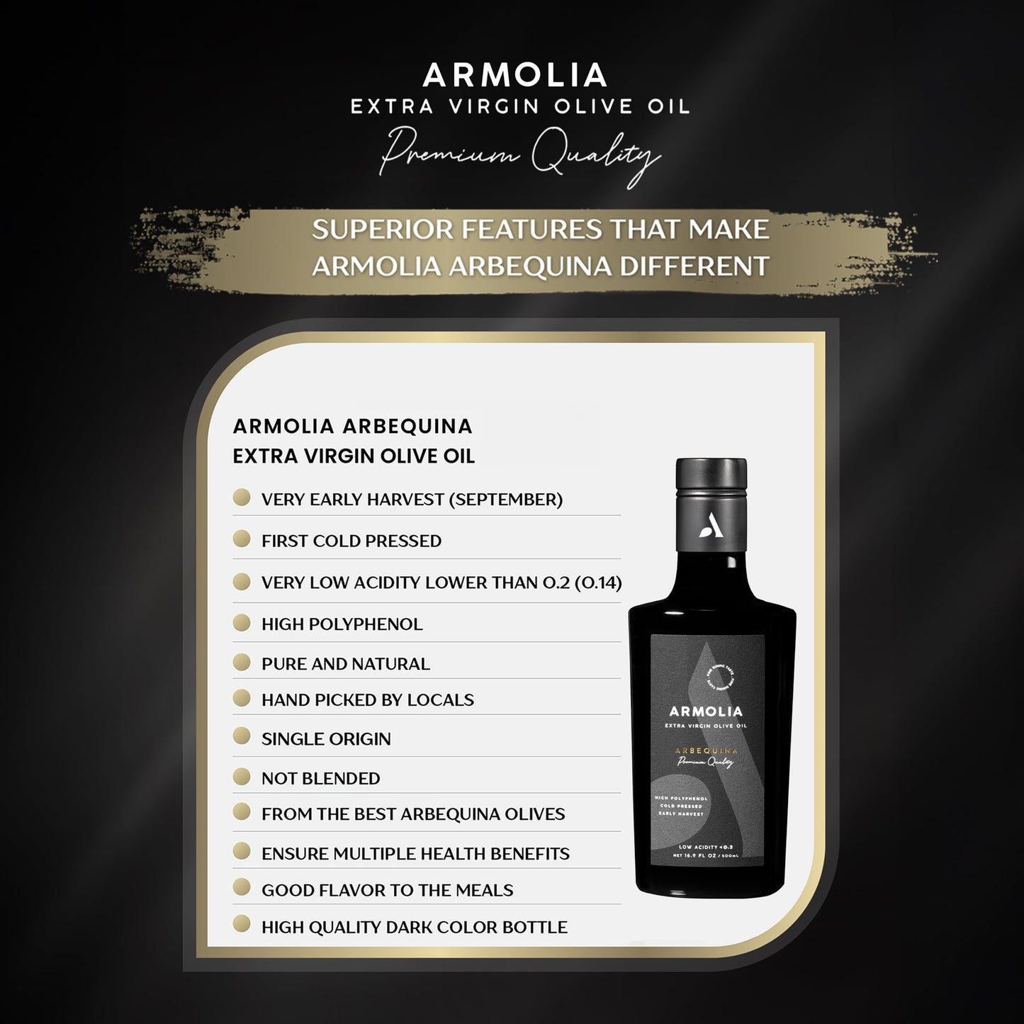 ARMOLIA Extra Virgin Olive Oil, Cold Pressed, Low Acidity, 24-Pack x 500mL