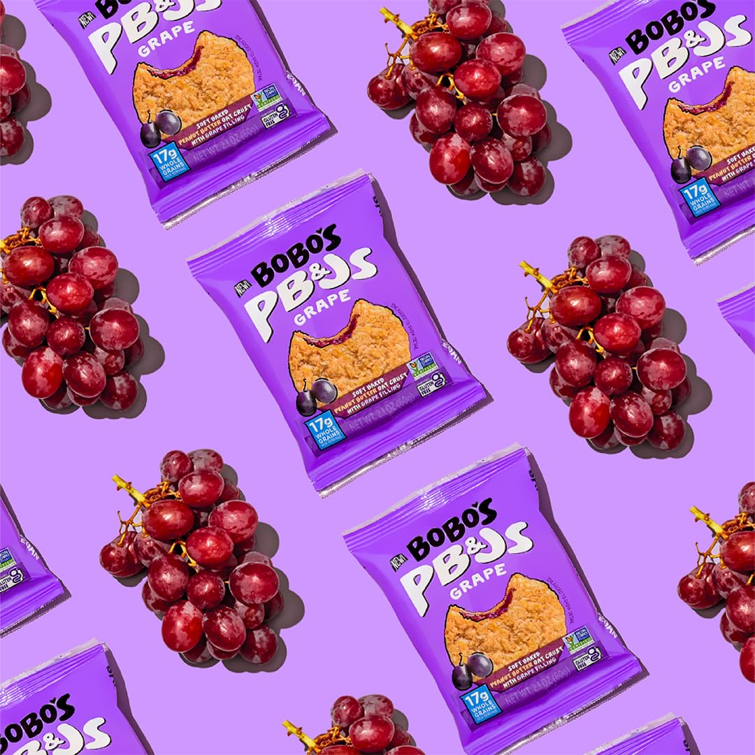 Bobo'S Peanut Butter & Grape Jelly Oat Snacks, 24 Count, Healthy Everyday Snack, A Satisfying Treat That Provides A Quick Energy