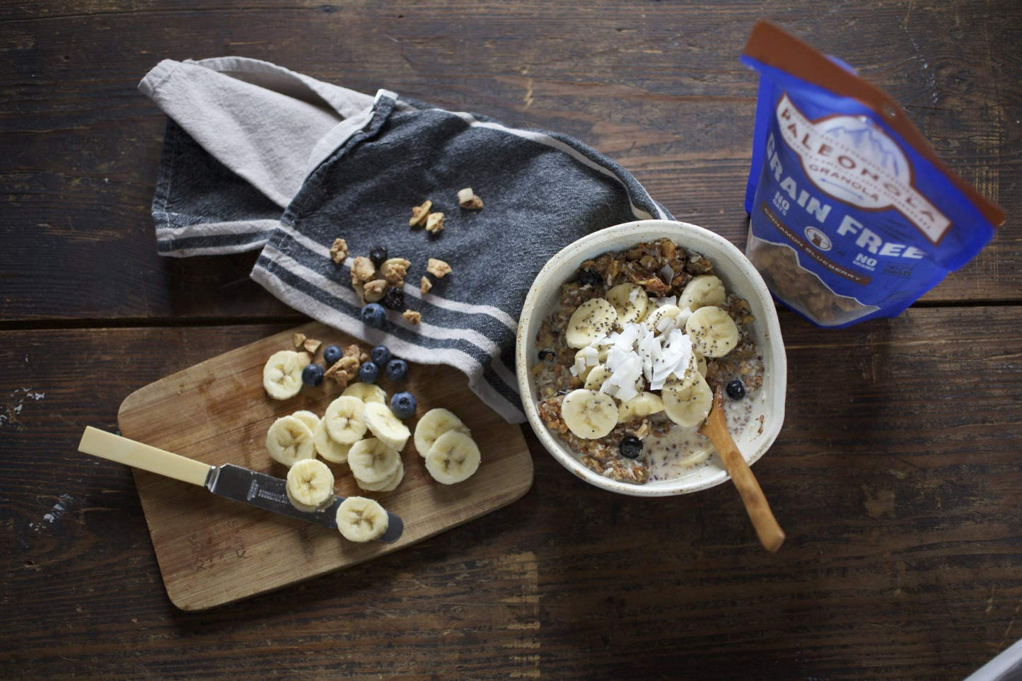 Paleonola - Grain Free Granola Cinnamon Blueberry Flavor - Non-Gmo, Grain, Soy, Gluten, Dairy Free - Low Carb Protein Snack For