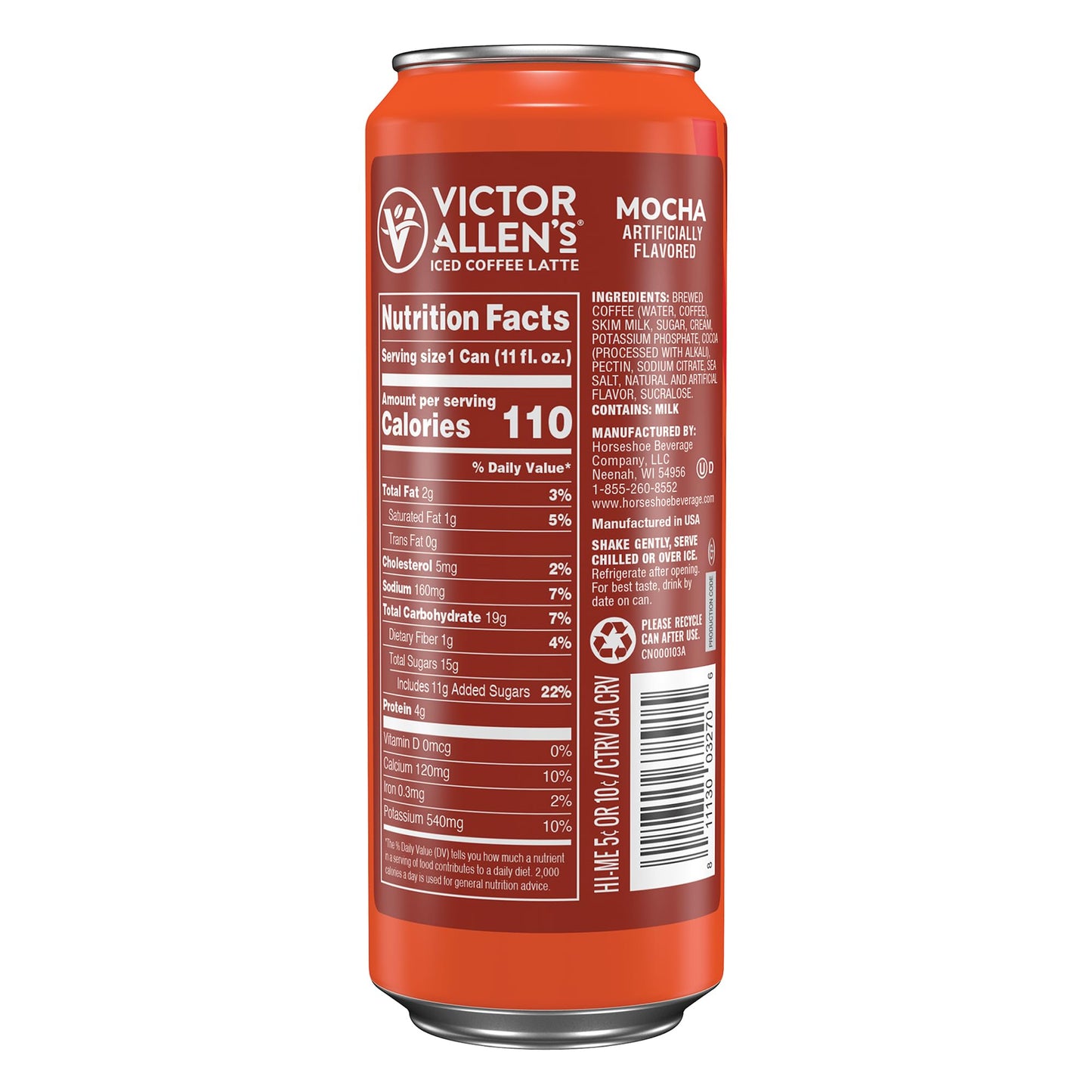Victor Allen'S Coffee Mocha Iced Canned Coffee Latte, 11Oz Cans (12 Pack)
