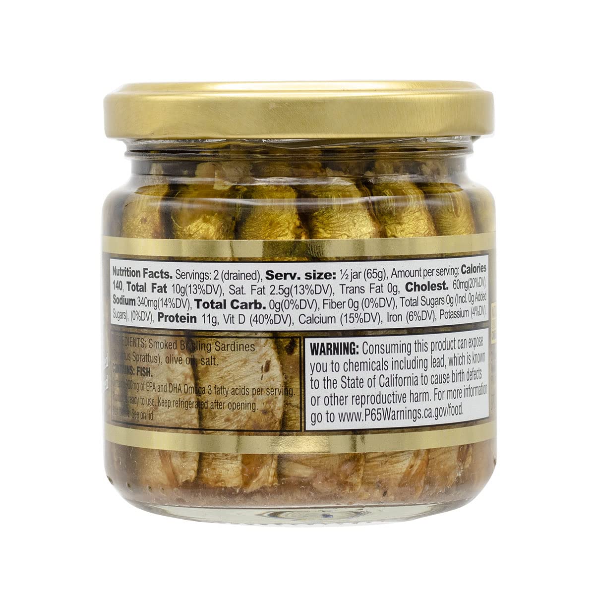 MW Polar Naturally Alder Wood Smoked Brisling Sardines in Olive Oil  6.5oz Jar (Pack of 12) | Kosher Friendly  Wild-Caught  Hand-Packed  High in Omega-3  Keto  Paleo  Gluten-Free  Non-GMO